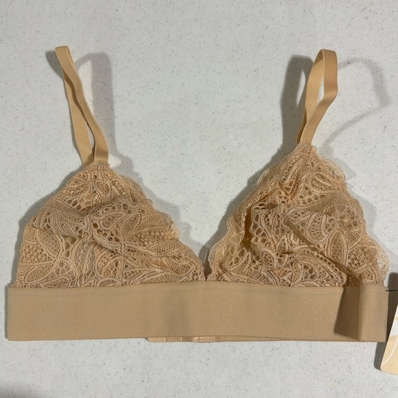 Lively Other - Lively Bralette Long-Lined Lace Almond Beige Large New Neutral Wireless Women